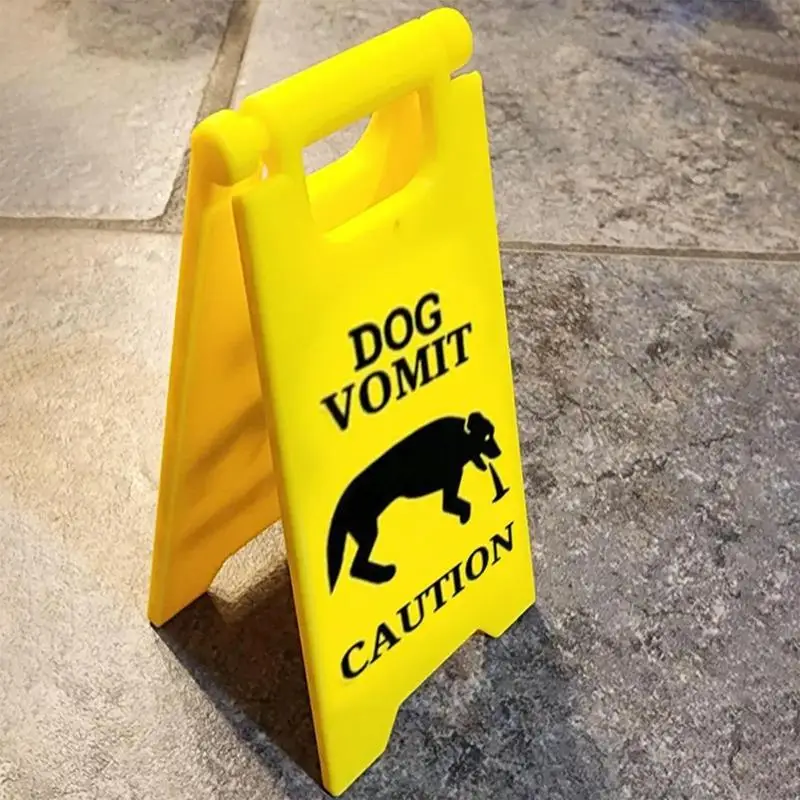 New Funny Cat Vomit Sign Bright Yellow Gift Dog Vomit Sign Yard Warning Signs Humorous Cat Decorations Crafts Pets supplies