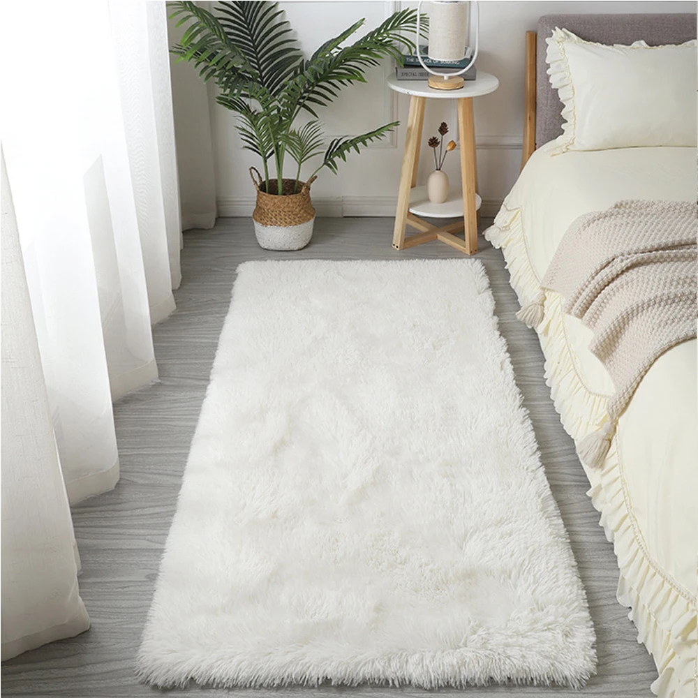 White Indoor Decor Soft and Comfortable Plush Living/Bed/Baby/Study Room Carpet Floor Mats For Home Size：80cmx200cm