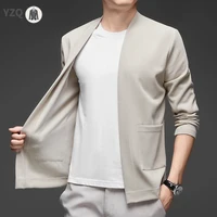 Veste cape à manches longues pour hommes, nouvelle collection d'affaires décontractée, couleur unie, tricotée, confortable et à la mode, haut polyvalent toutes saisons 4