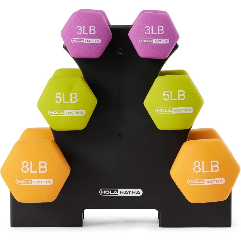 Neoprene Dumbbell Set with Rack 6