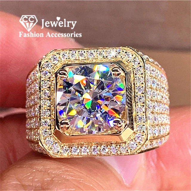 Huitan Luxury Male Brilliant Cubic Zirconia Wedding Band Rings Shiny  Engagement Marriage Jewelry For Men Wholesale Dropshipping