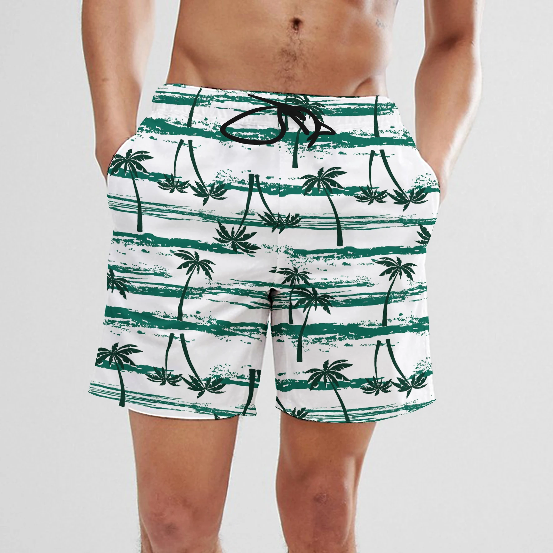 

Fashion Summer Coconut Beach Graffiti Digital Print Men's Shorts Beach Swimming Fitness Leisure Sports European Hawaiian Shorts