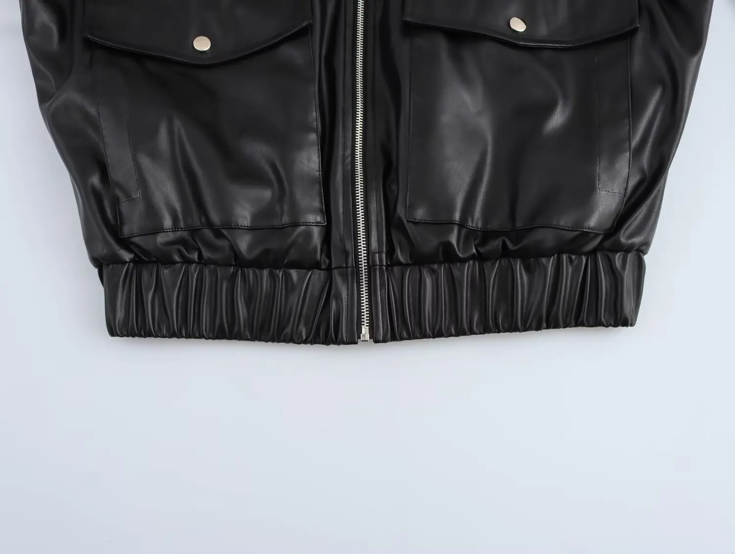 Leather Jackets Women's Black Coat Casual Loose Long Sleeve Tops Faux Jackets 2024 inszart Streetwear With Zipper Woman Jackets