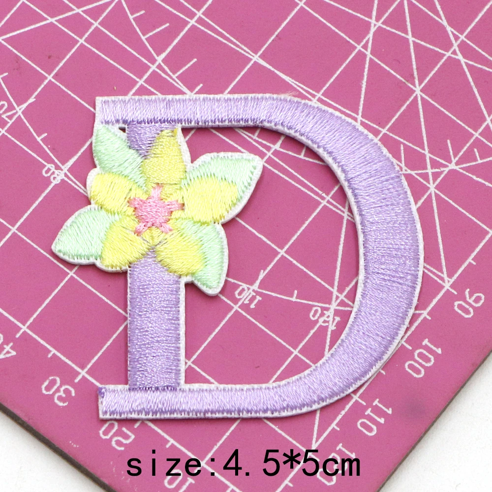 1 Stück 1,77 Zoll Buchstaben-Blumen-Applikationen, Bunte Buchstaben-Patches zum Aufnähen, Reparatur-Patches für Kleidung, Taschen, DIY-Basteln – Detail 8