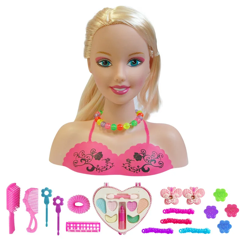 Kids Princess Dress Up Practice Girl Play House Toy Fashion Cute Half Body Makeup Hairstyle Doll Mannequin Head Toy Party Gifts