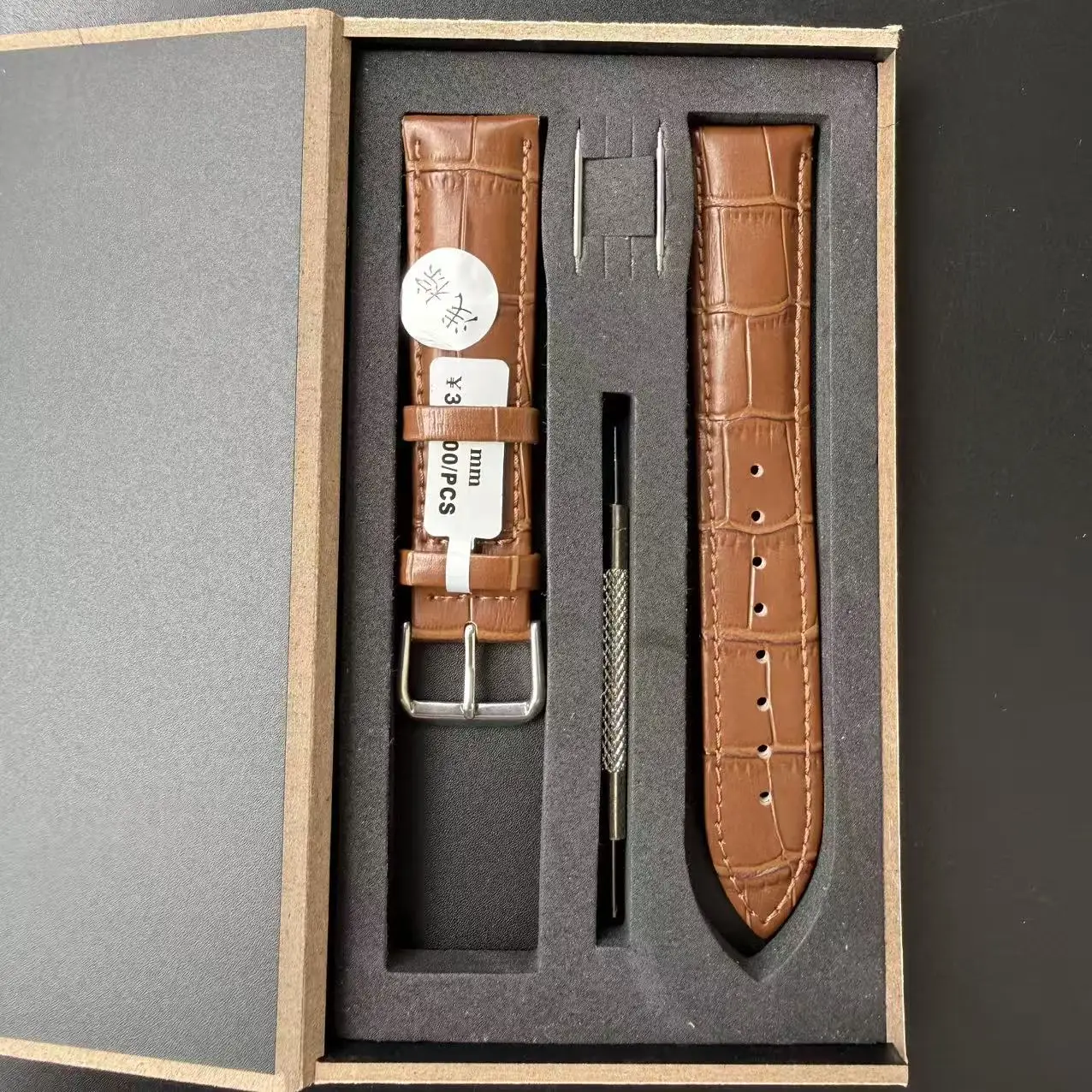 Premium Genuine Leather Watch Band with Steel Pin Buckle & Gift Box