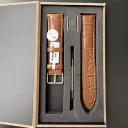 Premium Genuine Leather Watch Band with Steel Pin Buckle & Gift Box - 18mm (Light Brown)