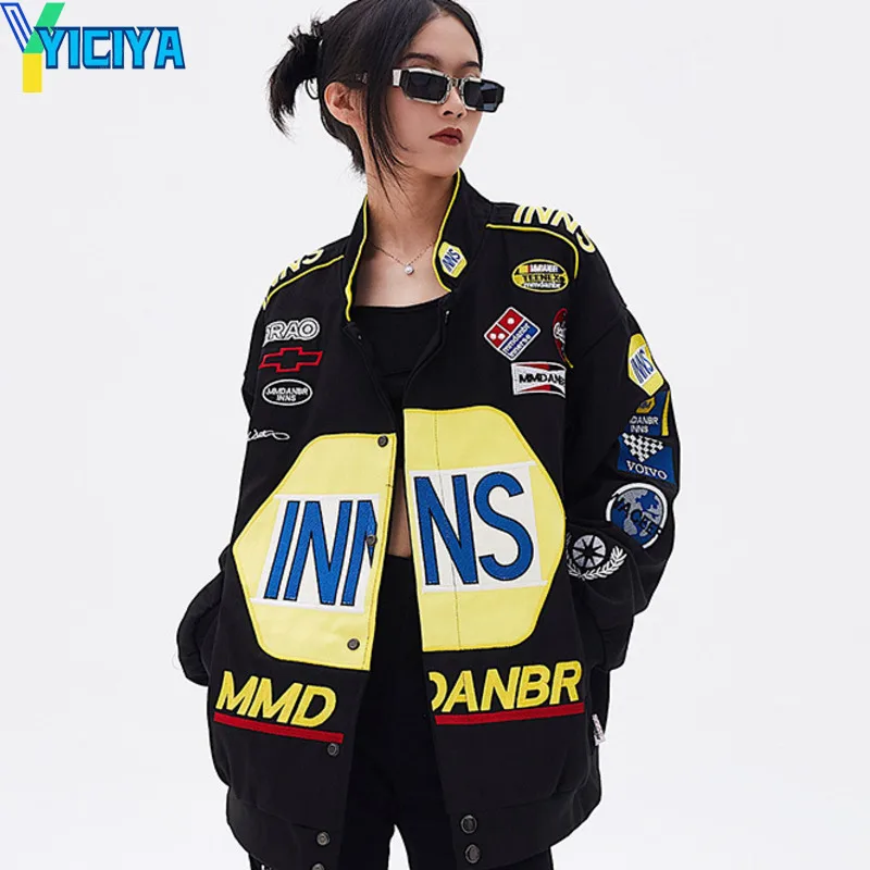 

YICIYA American Baseball jacket bomber women Racing winter Embroidery coats Varsity Female High quality Jackets coat vintage