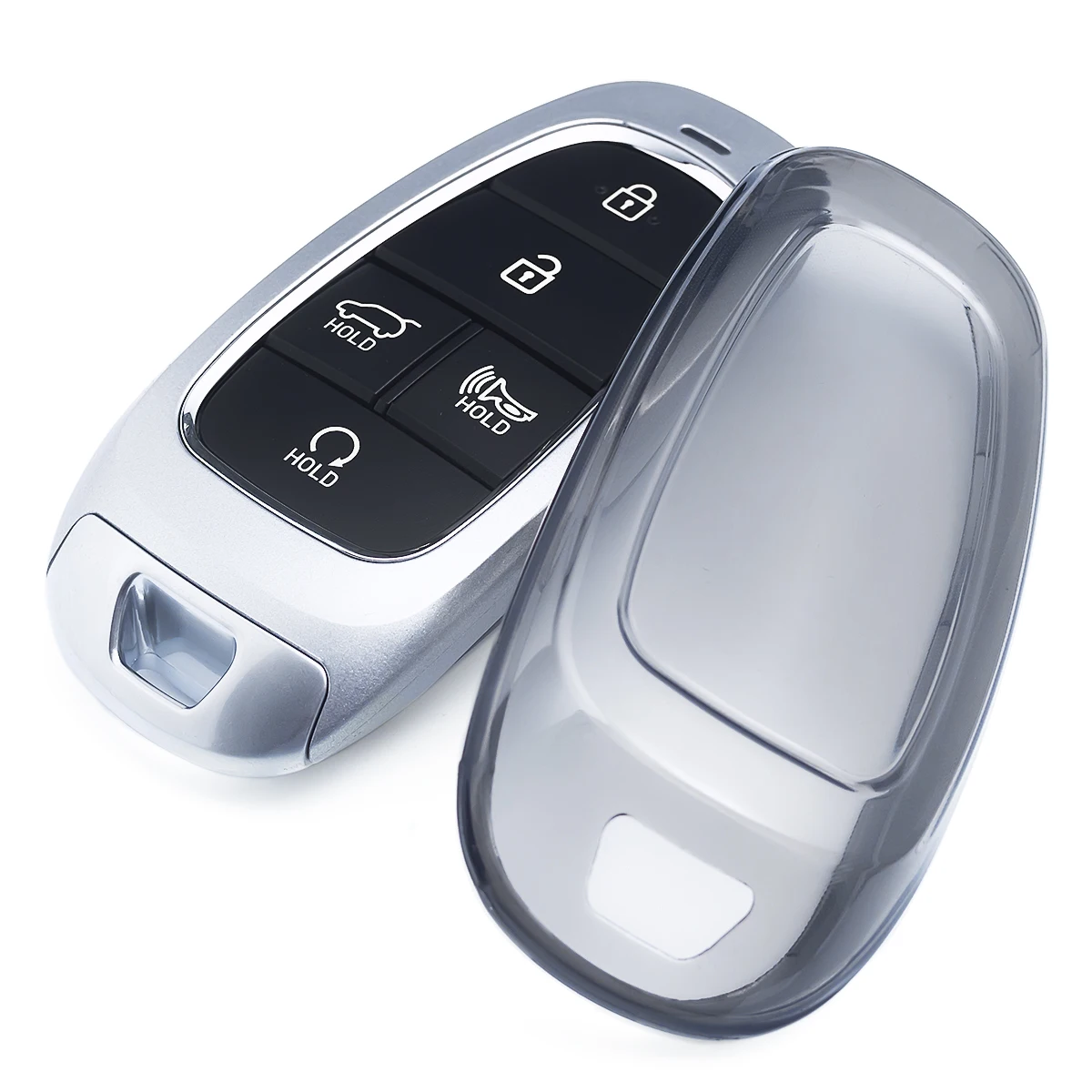 Sleek Black Transparent Car Key Fob Case with Keychain Ring