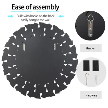 Unique Sunburst Decorative Wall Mirror Round 800MM Silver Beveled Glass Accent Mirrors Bathroom 6