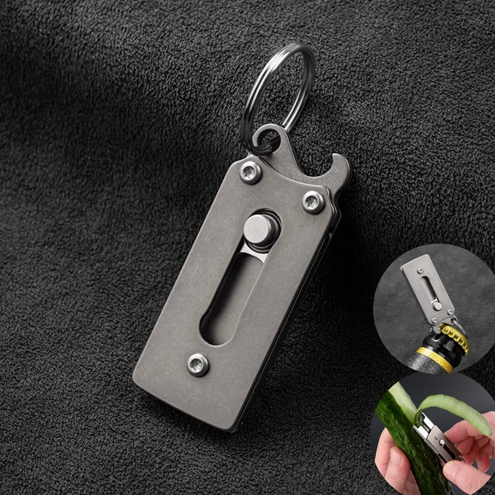 Mini Titanium Alloy Planing Knife Bottle Opener Portable Key Chain Pendant Outdoor Camping Multifunctional Tool Melon Peel necklace knife