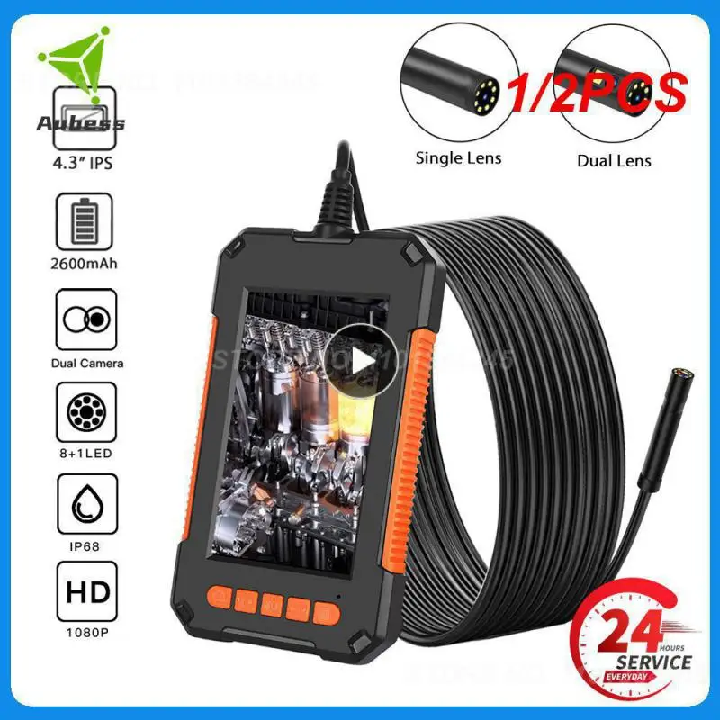 

1/2PCS Screen Industrial Endoscope Camera IP67 8mm Single&Dual Borescope 8LED Lens HD1080P For Car Engine Sewer Pipe Inspection