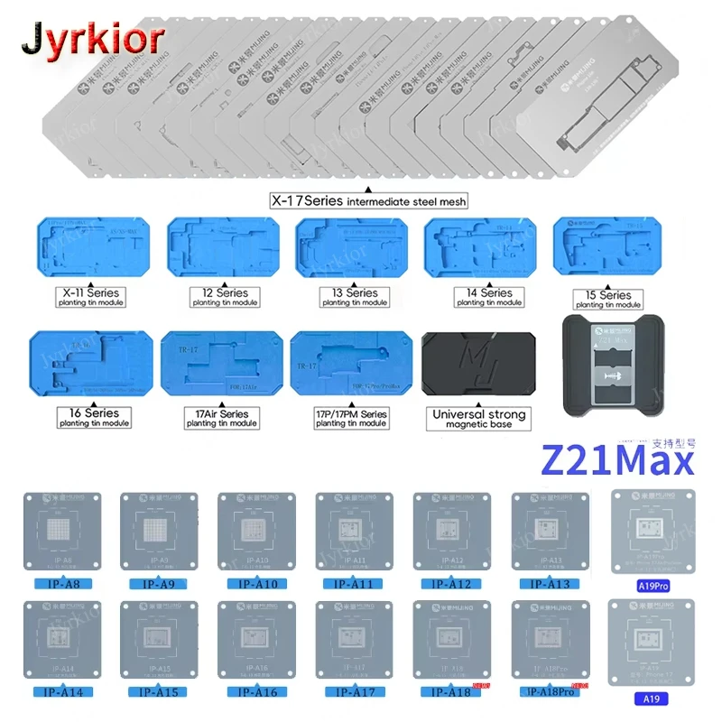 Mijing Z21 MAX A8~A19 CPU Reballing Stencil Platform Z20 MAX For