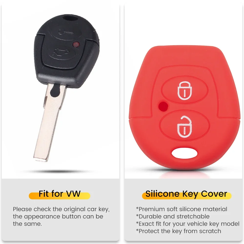 KEYYOU 2 Buttons Remote Car Silicone Key Case Protect for VW Polo Golf Passat Bora Jetta Sharan Skoda Octavia Seat Leon Ibiza key case cover key case car key shell