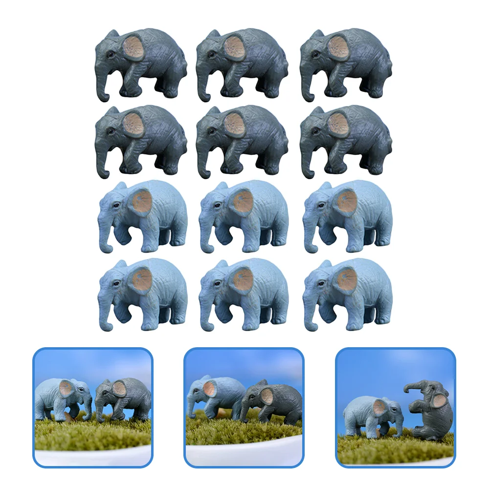 

12pcs Miniature Elephant Ornaments Bonsai Elephant Models Elephant Plastic Craft