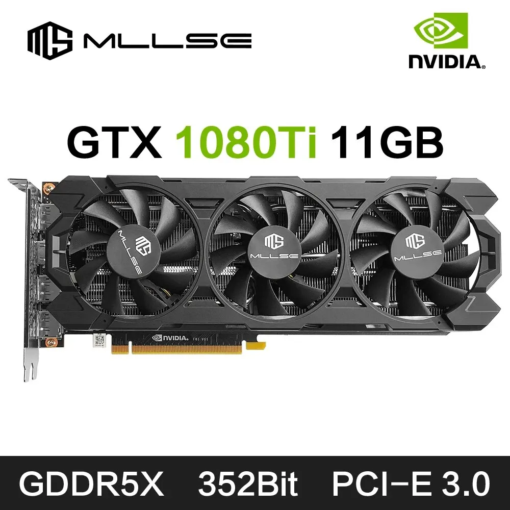 Tarjeta gráfica para juegos MLLSE Geforce GTX 1080Ti 11GB GDDR5X 352Bit PCI-E 3,0 × 16 6 + 8Pin NVIDIA GPU