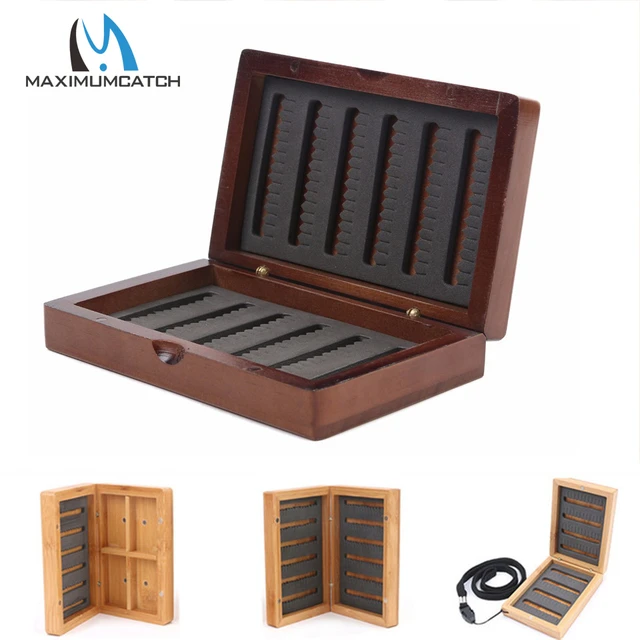 Maximumcatch Bamboo Walnut Wood Fly Fishing Box With Magnetic