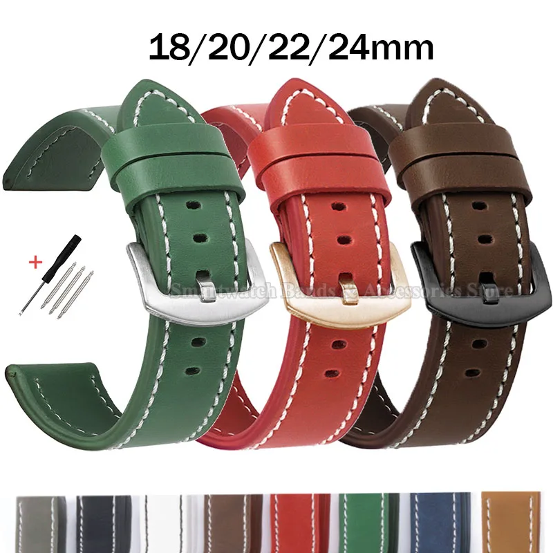 Elegant Vintage Leather Watch Strap - Waterproof Sport Bracelet, Multiple Sizes Available