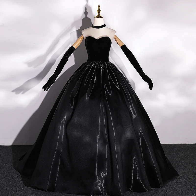 

Classic Vintage Black Quinceanera Dress Sexy Strapless Backless Puffy Dresses For Prom Elegant Floor-length Plus Size Ball Gown