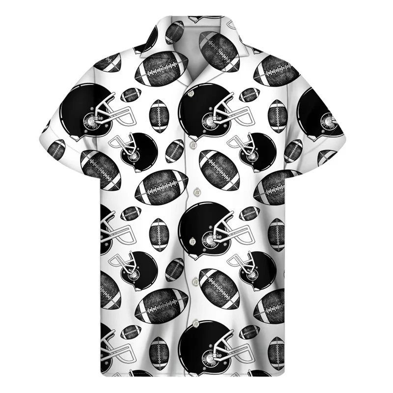 American Football Ball 3d Printed Hawaiian Beach Shirts Men Summer Fashion Short Sleeves Shirt Tops Lapel Women Blouse Clothes 4