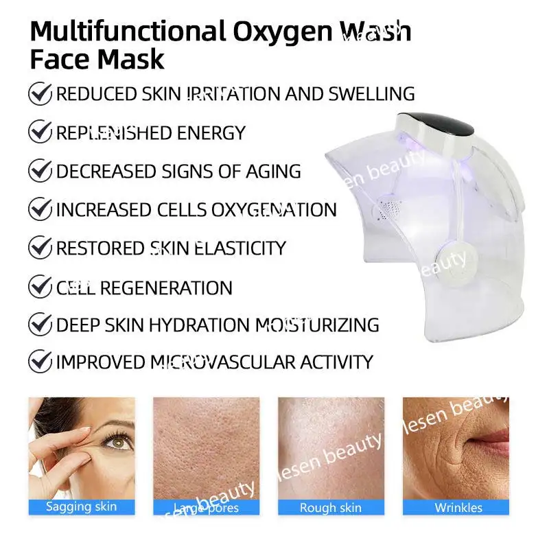 7 Color PDT LED Facial Mask Light Photodynamic Cold Nano Water Sprayer Skin Care Rejuvenation Photon Therapy Lamp Red Blue Light 3