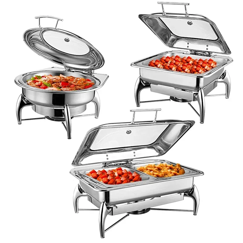 

Hotel Restaurant Chaffing Dish Food Warmer Chafing Dish Buffet Catering Stainless Steel Glass Top Chafing Dish Buffet Set