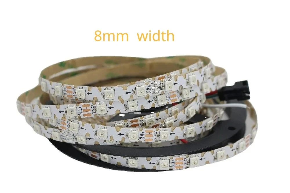 1/2/3/4/5M S자형 벤더블 타입 주소 지정 가능 WS2812B 5mm 8mm PCB ws2812 RGB LED 픽셀 스트립 60leds 60픽셀/m 5V 풀컬러
