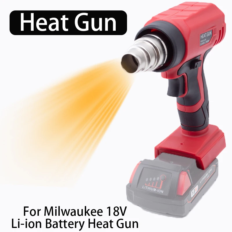 360W Household Heat Gun Hair Dryer Air Dryer for Welding Heat Shrink Wrap Tool for Milwaukee 18V Li-ion Battery（Without Battery） yisora v110 battery handheld cordless vacuum cleaner 265w 25000pa strong suction power led display for carpets pet hair blue