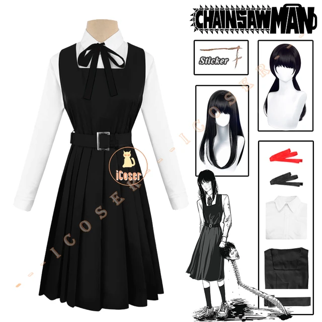 HOLOUN Anime Chainsaw Man Cosplay Costume Mitaka Asa Black Dress War Devil  School Uniform 2 Bow Ties Halloween Christmas Gift - AliExpress