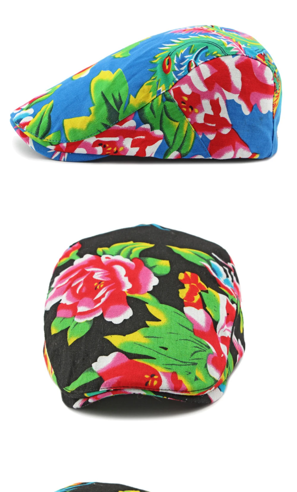 Ht4390 Baskenmütze für Männer Frauen chinesische Blumen bedruckte Baskenmütze Kappe männlich weiblich Vintage Künstler Maler Baskenmütze Hut verstellbare flache Kappe Männer – Detail 7