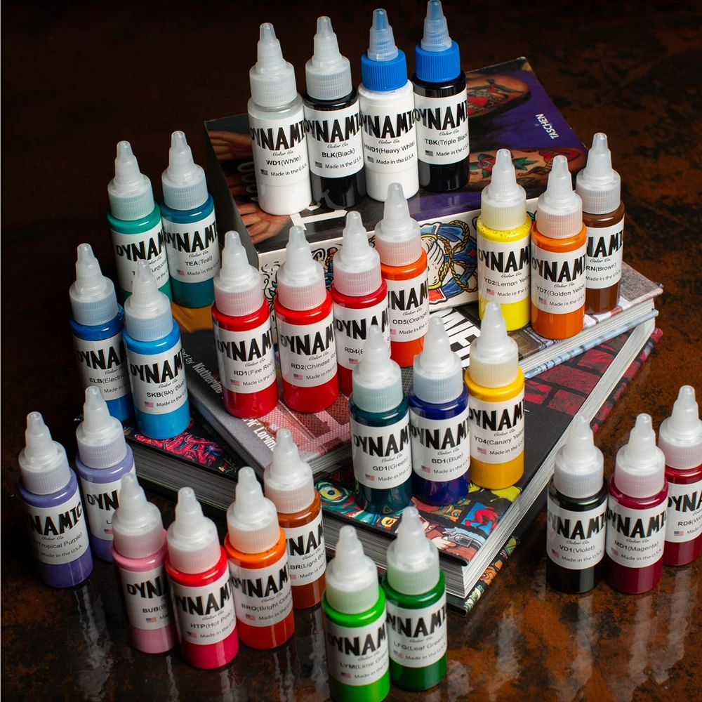1/14pcs Dynami Professional Tattoo Ink Pigment For Body Safe Rave Natural Permanent Makeup Tattoo Machine Supplies tattoo ink tattoo ink pigment