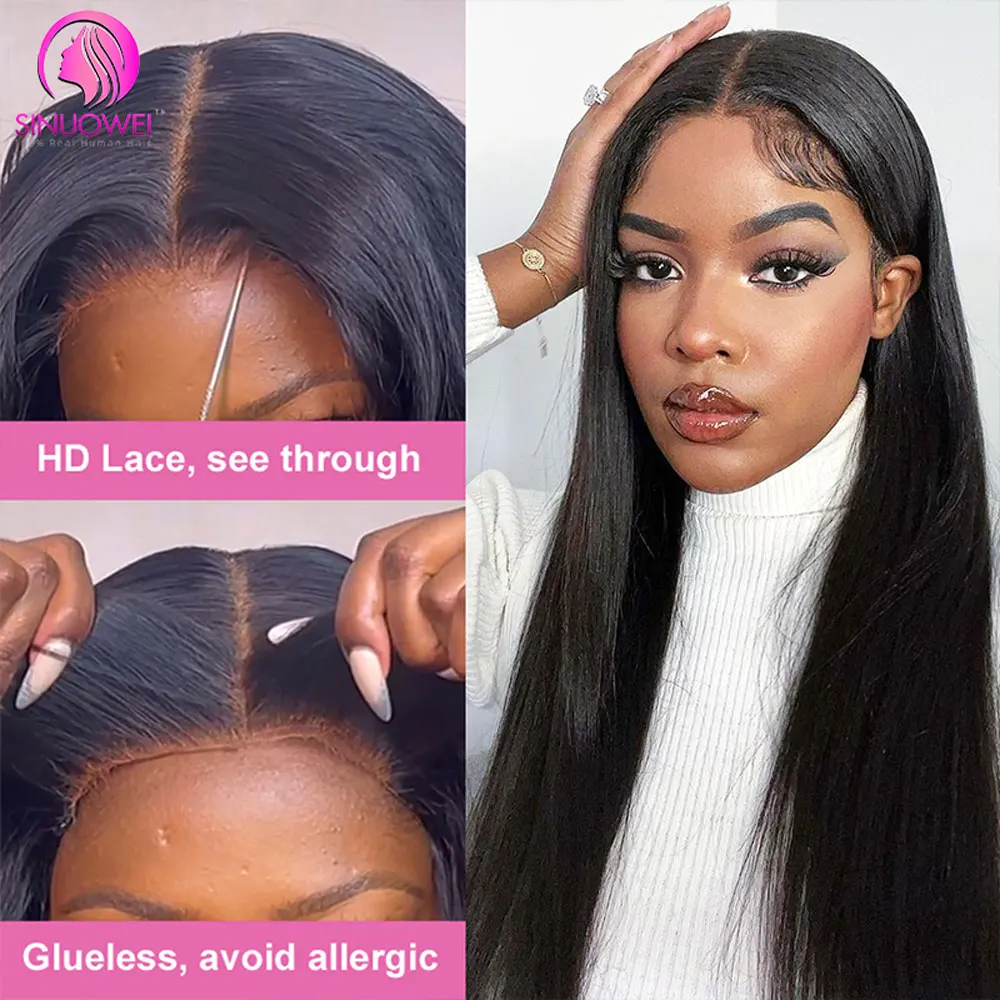 

Straight Hair Lace Front Wig 30 Inch Glueless Ready To Wear Preplucked 13x4 Glueless Wig Lace Frontal Human Wig