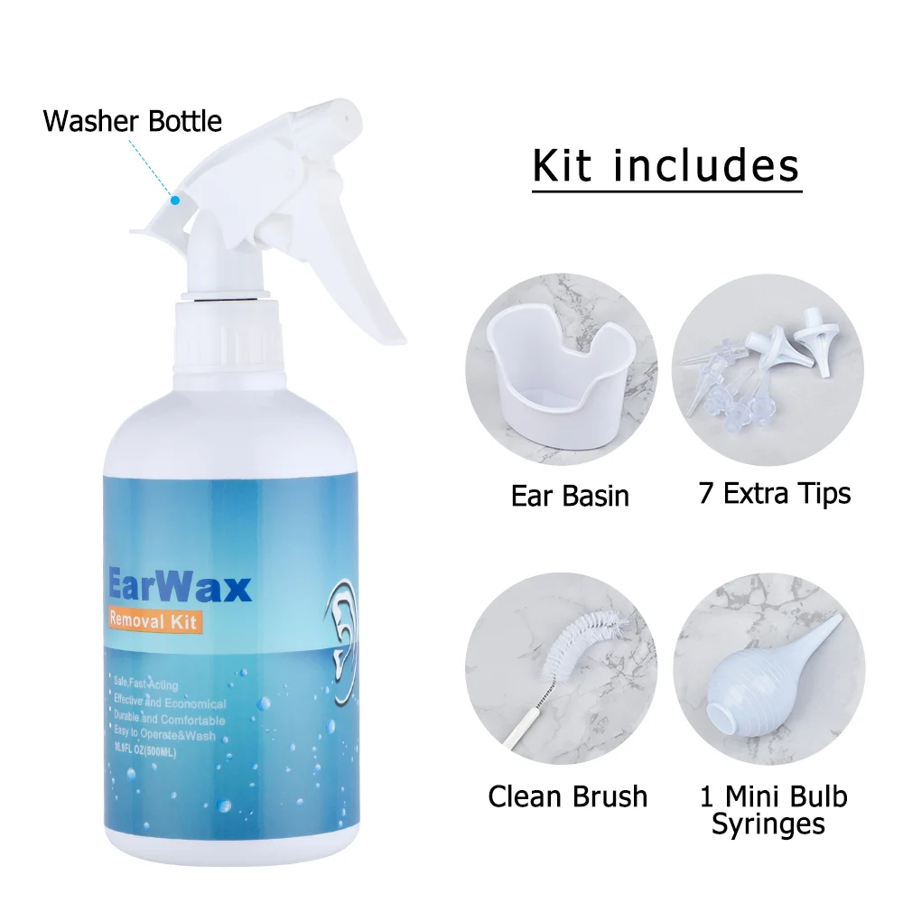 Ear Wax Removal Ear Cleaning Kit with 7 Replacement Heads Safe Effective Ear Irrigation Flushing Tool Set Adult Kids Health Care
