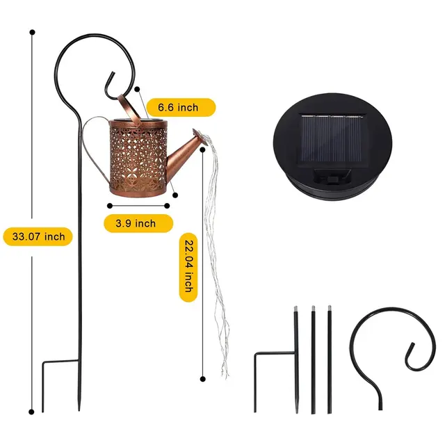 Solar Watering Can with Cascading Light Water Can Solar Lights Garden Decorative Solar Waterfall Lights Waterproof Hanging Light 6