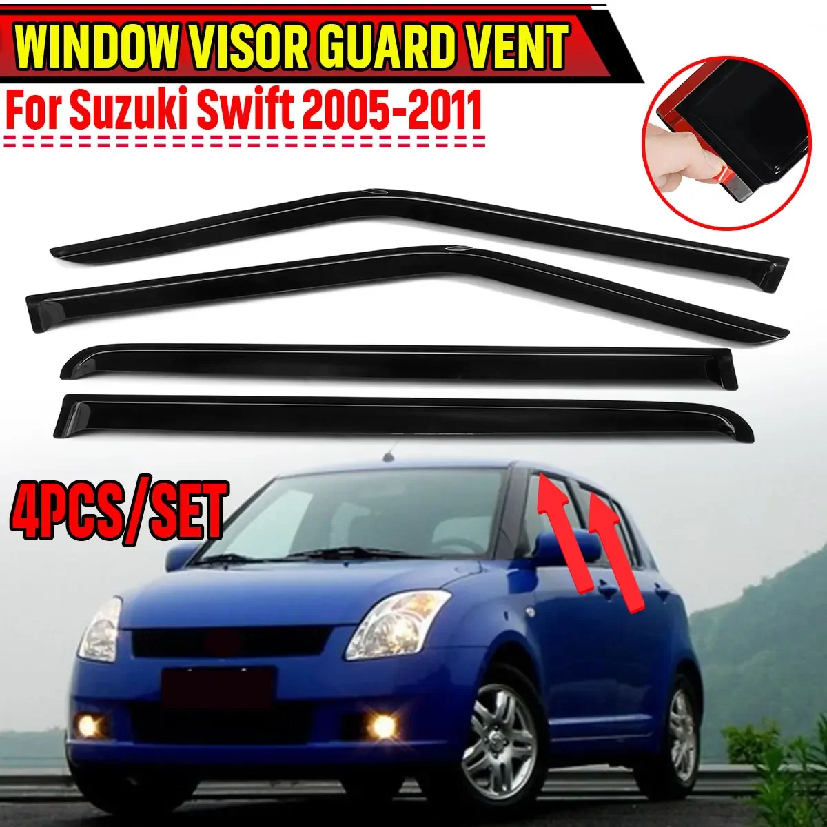 

Новый 4х автомобильный дефлектор боковых окон для Suzuki Swift 2005-2011 ветрозащитный экран от солнца и дождя отражатель оконный козырек дефлектор для вентиляционных отверстий навесы
