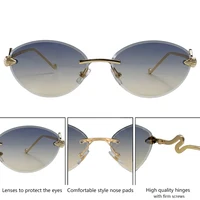 Classique Sans Monture Ovale Punk lunettes de Soleil Femmes 2026 De Luxe Designer Métal Serpent Photochromique Lunettes de Soleil pour Dames Sans Cadre Nuances 5