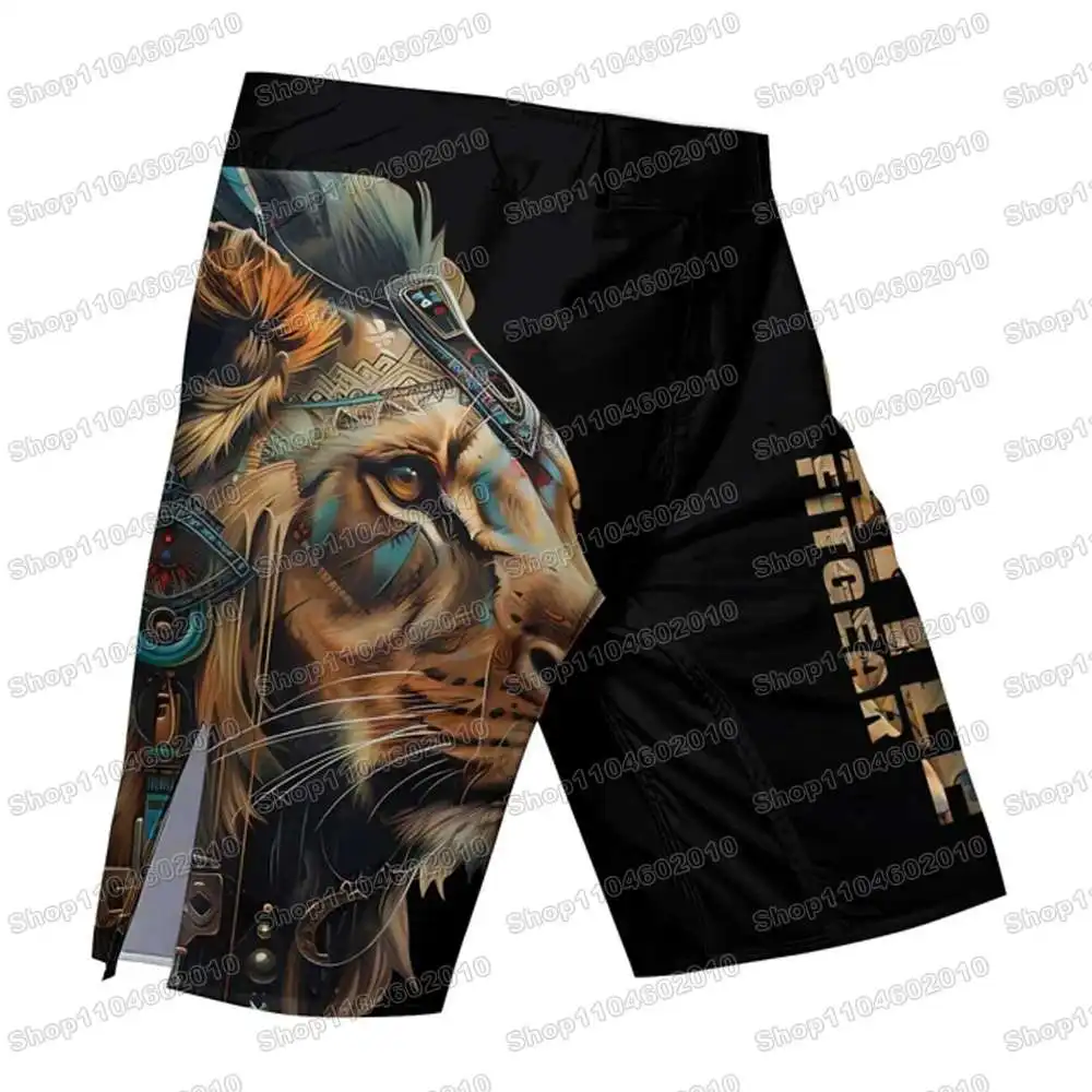 WWF 레슬링 라이온 러쉬 가드 서핑 저지 비치 셔츠 수영복 다이빙 체육관 반바지 MMA BJJ 남자 Jiu Jitsu 피트니스 세트