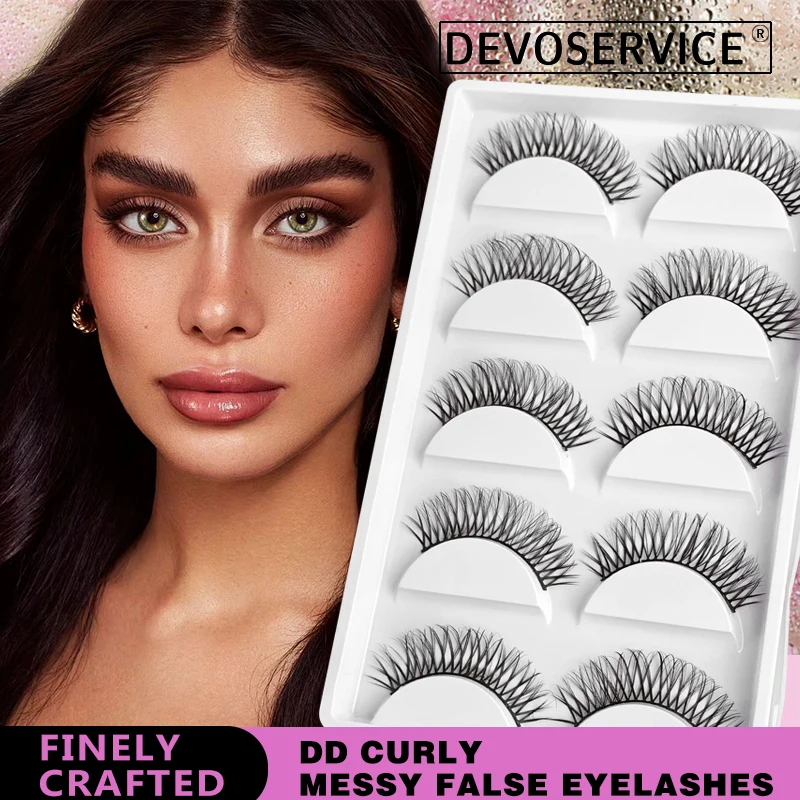 DEVOSERVICE 5 Pairs Lashes Natural Wispy Eyelashes Fluffy Real 3D Mink False Eyelash Dramatic DD Curl Fake Eye Lash Makeup