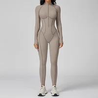 TRY TO BN Gym Jumpsuit Half Zipper Sports Stripe Fitness Bodysuit One-Piece Workout Activewear Tights Woman Suits Yoga Clothing - Image 4