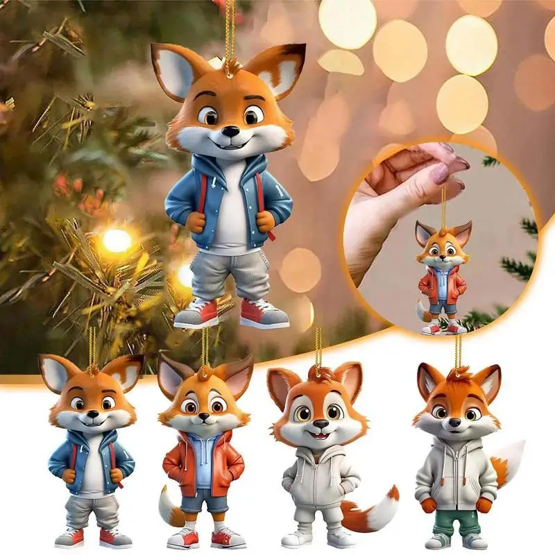 

Animals Christmas Ornaments 2D Flated Animal Christmas Decorations 4pcsset Car Christmas Animal Ornament Christmas Tree Acrylic