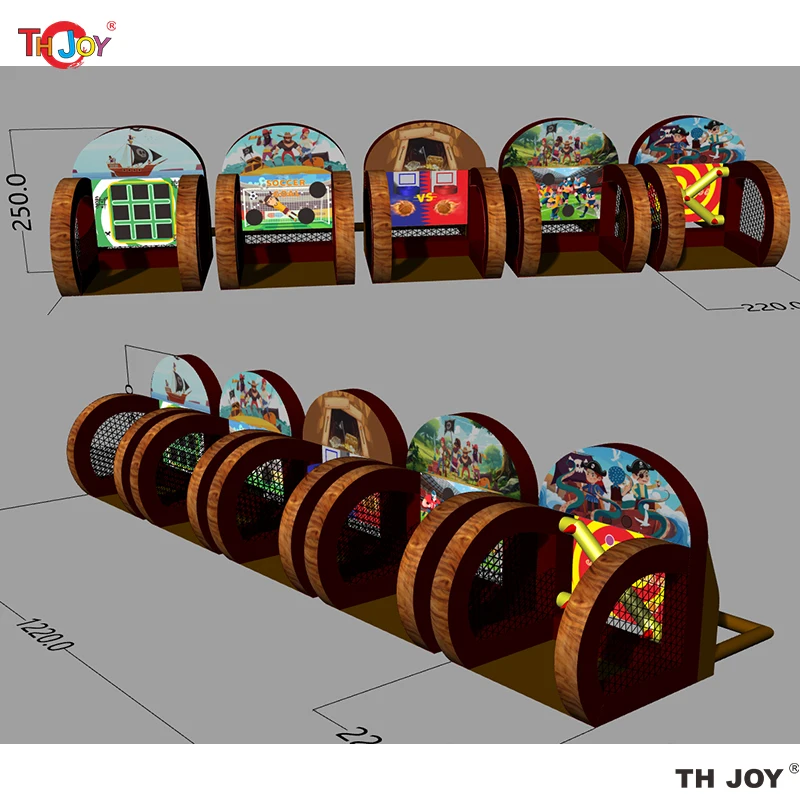 2024 Newest 5 in 1 Inflatable Carnival Bundle Games Soccer Dart Knock Down Ring Ross Game For Kids And Adults 4