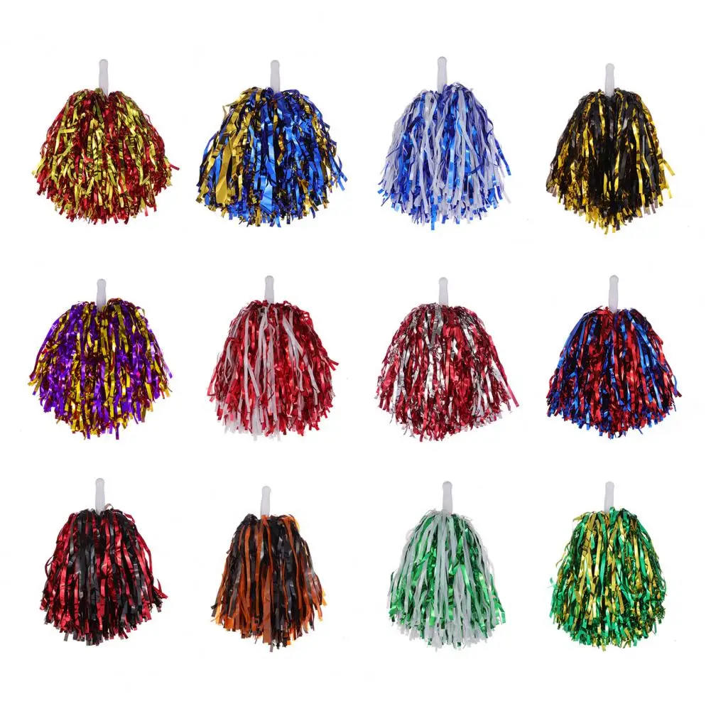 Cheerleading Pom Poms 2Pcs Metallic Foil for Sports