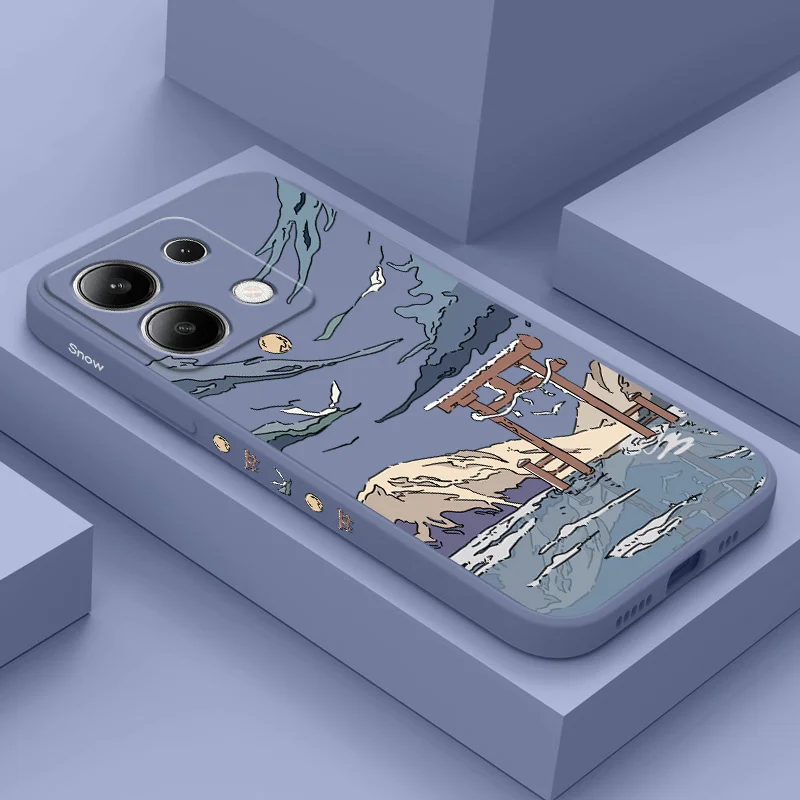 Liquid Silicone Cover with Snowy Gate Design - Premium Phone Case