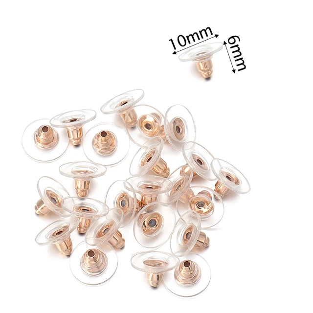 100-500pcs/Lot Rubber Ear Backs Stopper Earnuts Stud Earring Back Supplies For DIY Jewelry Findings Making Accessories Wholesale Rose Gold