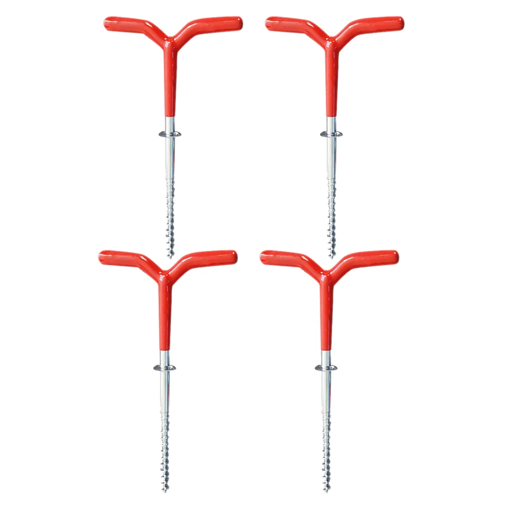 

4 Pcs Fishing Tent Ice Drill Accessories Outdoor Camping Stakes Ground Nail Anchor Adapter Rubber Metal Spiral