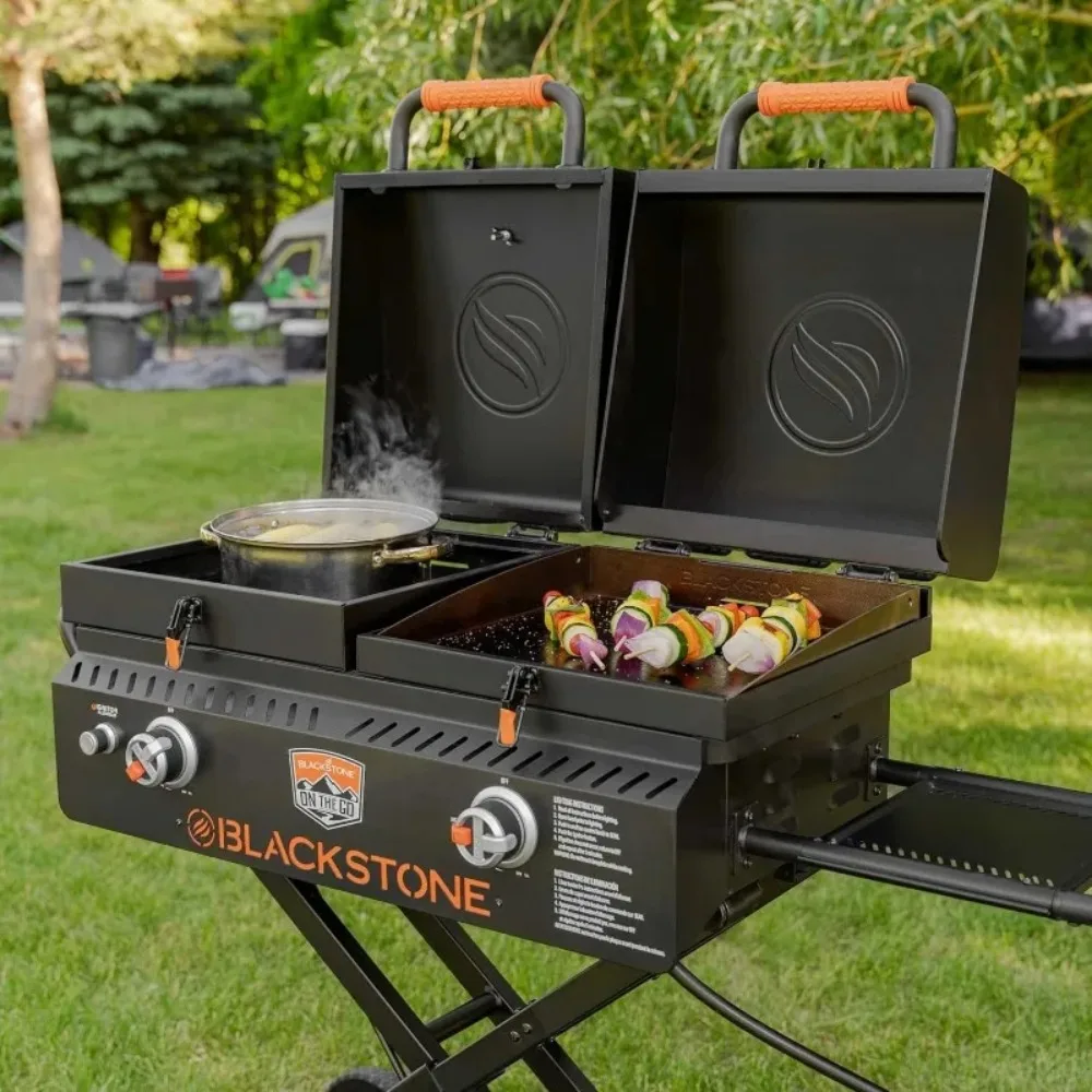 Heavy Duty Portable Flat Top BBQ Griddle – With Wheels, Hood & Side Shelf 6