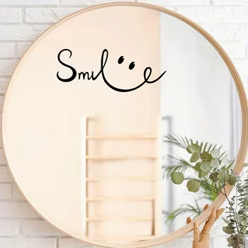 Adesivo da parete con specchio sorridente Adesivi murali rimovibili Carta da parati fai da te per murales di decorazione della parete del corridoio