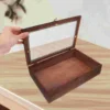 Retro Wooden Box Glass Cabinet Wooden Storage Box Tea ganizer Jewelry Display Case Miscellaneous Holder 2