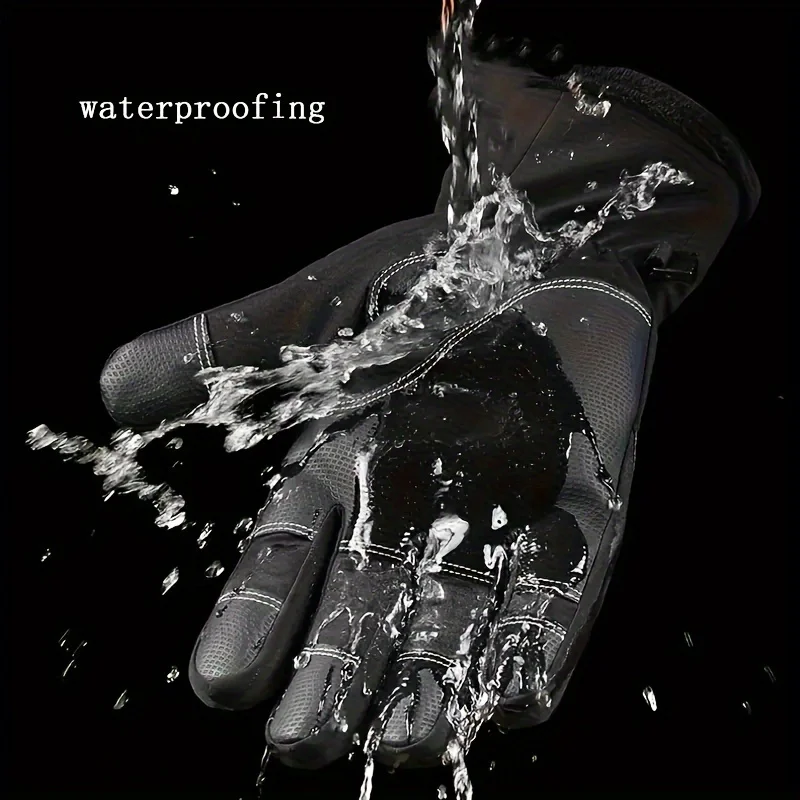 WRELS  Autumn Winter Warm Cycling Gloves Windproof Skiing Fish Touch Screen 2 Finger Flip Waterproof Thermal Anti-slip Gloves