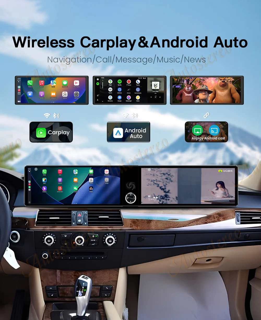 Dual Screen Android14 ID9 Car Radio Carplay Screen For BMW 5 Series E60 2003-201